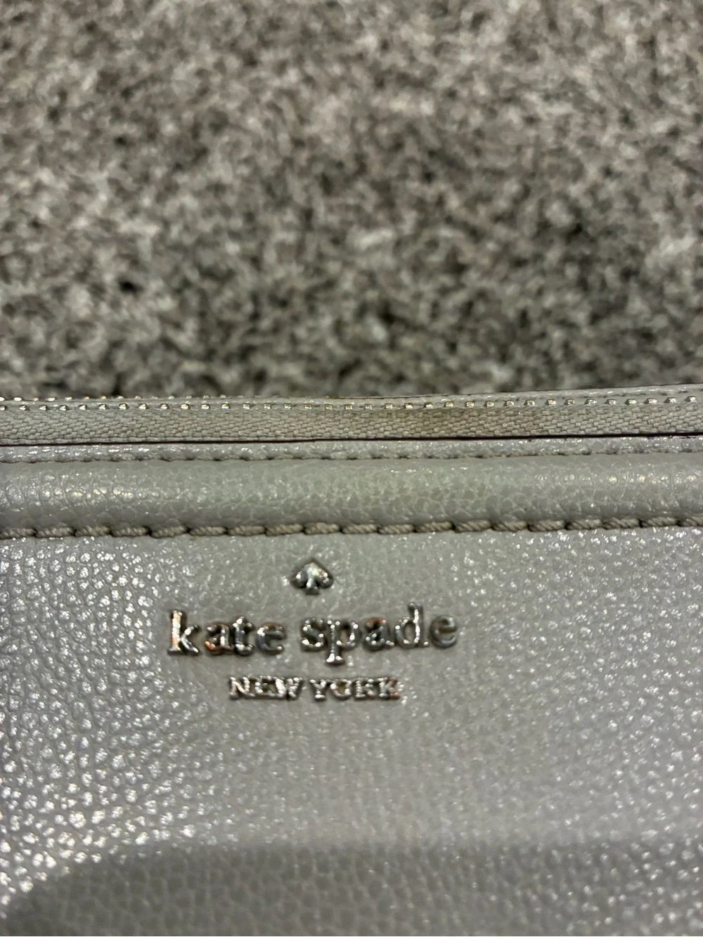 kate spade gray leather zip wristlet